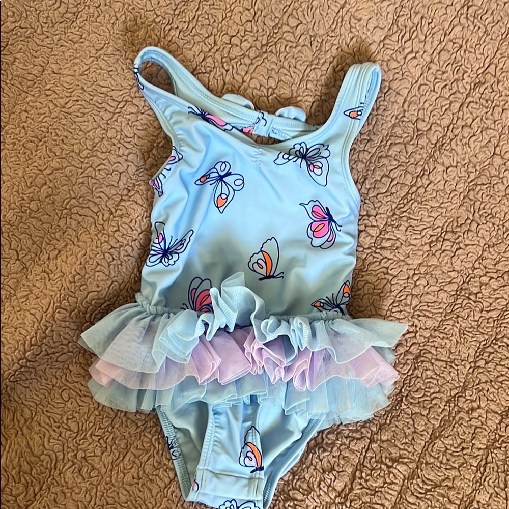 Butterfly Print Ruffled Swimsuit
